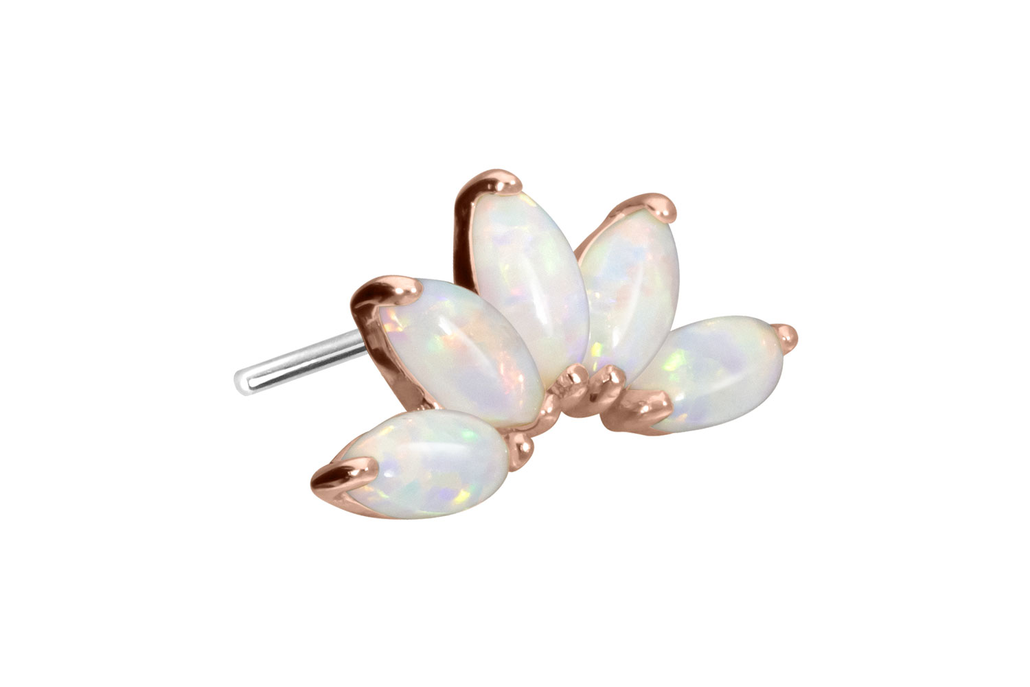 14 Karat Gold Aufsatz mit Titan Push Pin LOTUSBLÜTE + SYNTHETISCHE OPALE von Piercingline